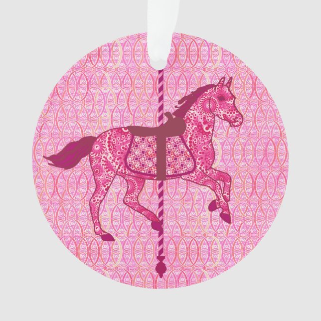 Adorno Caballo de carrusel - rosa de la fucsia (Anverso)