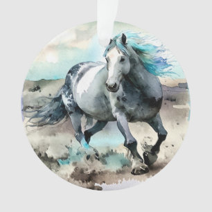 Adorno Caballo de tiro galopante acuarela