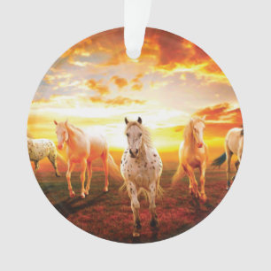 Adorno Caballos al atardecer lanzando almohada