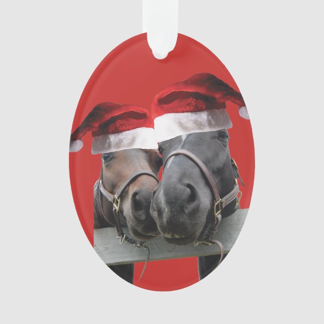 Adorno Caballos navidades con sombreros Santa (Anverso)