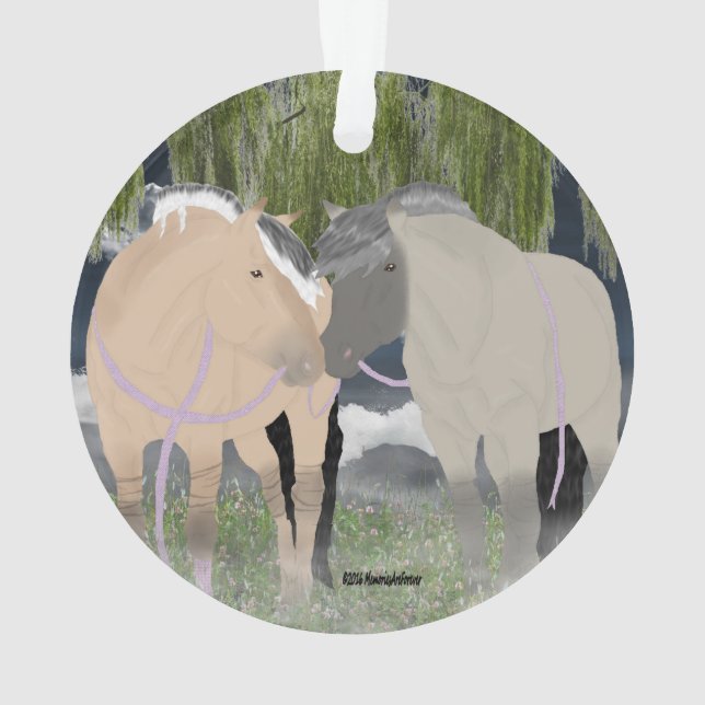 Adorno Caballos noruegos del fiordo (Reverso)