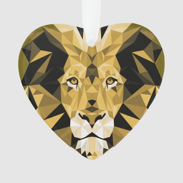 Adorno Cabeza de leones geométricos marrones (Anverso)