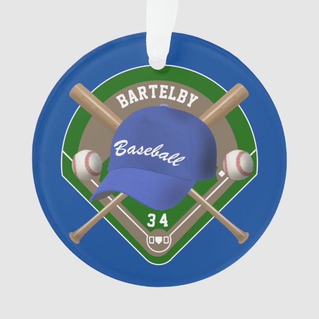 Adorno Cabo de béisbol Bats Diamante Nombre Personalizado (Anverso)