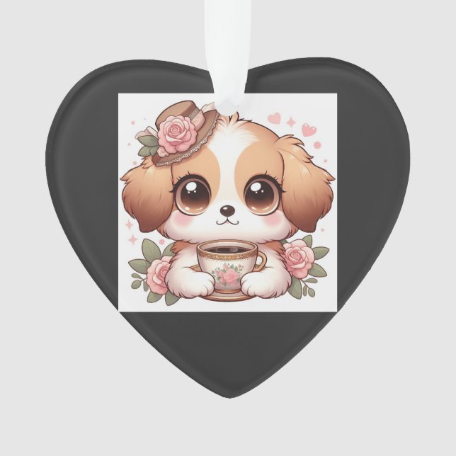 Adorno Cachorro Antiguo con Té (Anverso)