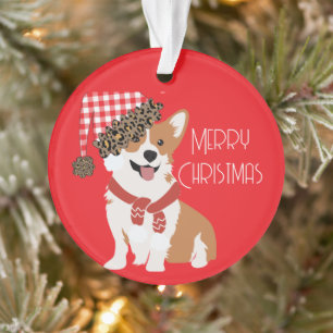 Adorno Cachorro Navideño Adorable con Gorro de Santa