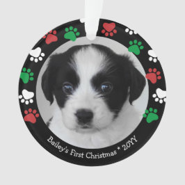 Adorno Cachorro Perro Adorable Primera Navidad Huellas Ro