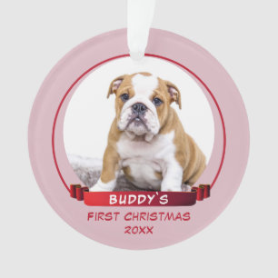 Adorno Cachorro Rosa Adorable 1er Navidad Foto de Perro