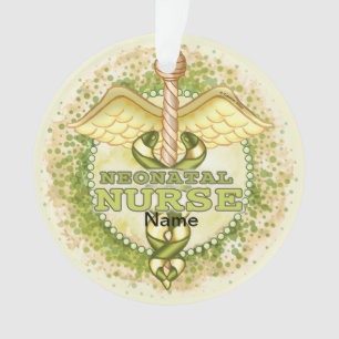Adorno Caduceo de enfermera neonatal dorada en neón