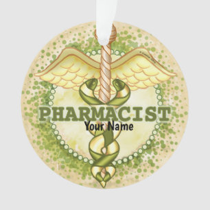 Adorno Caduceo de Farmacéutico de Oro