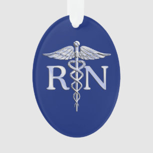 Adorno Caduceo de plata del RN de la enfermera