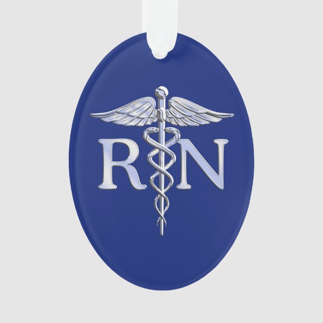 Adorno Caduceo de plata del RN de la enfermera (Anverso)