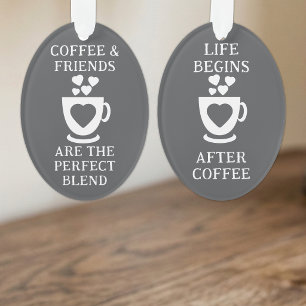 Adorno Café y amigos aman corazones grises