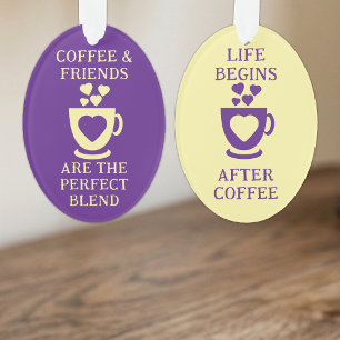 Adorno Café y amigos aman corazones púrpura