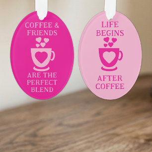 Adorno Café y amigos aman corazones rosados