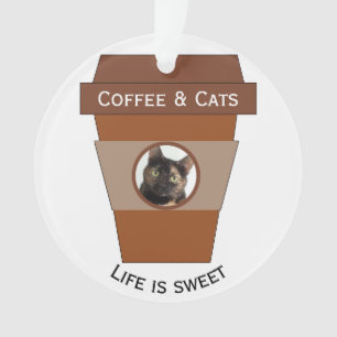 Adorno Café y gatos de personalizable - La vida es dulce