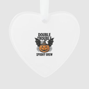 Adorno Calabaza de Halloween Bruja Doble Problema Diseño