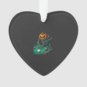 Adorno Calabaza de Halloween Esqueleto Jugando Billar Pis