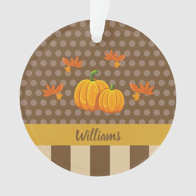 Adorno Calabaza de Punto Polka Caída con Navidades de Nom (Anverso)