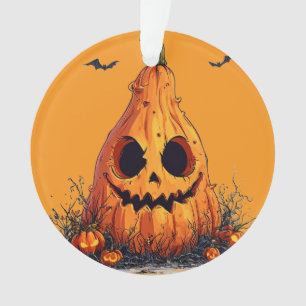 Adorno Calabaza sonriente con expresión fantasmal
