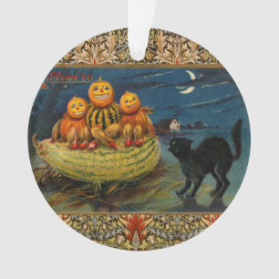 Adorno Calabazas de Halloween vintage Gato negro