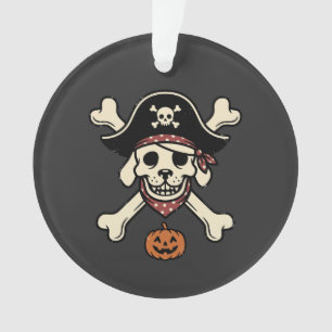 Adorno Calavera de Halloween de perro pirata vintage con 