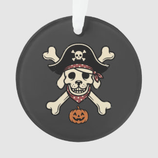 Adorno Calavera de Halloween de perro pirata vintage con
