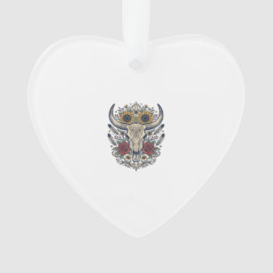 Adorno Calavera de toro floral vintage occidental