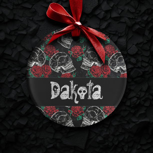 Adorno Calaveras y rosas rojas Personalizado Gótico Mod