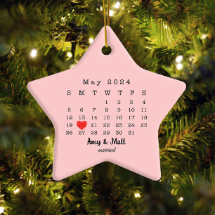 Adorno Calendario de la Boda 2024 Casado con cerámica