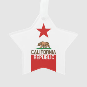 Adorno CALIFORNIA Estrella roja de la bandera del Estado 