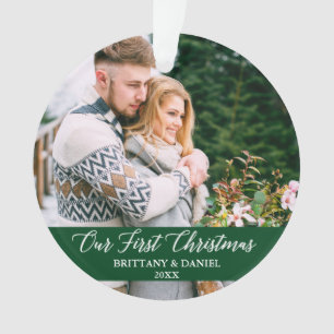 Adorno Caligrafía Nuestra primera pareja de Navidad Verd