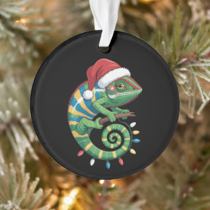 Adorno Camaleón de Navidad Sombrero de Santa Reptil Lagar