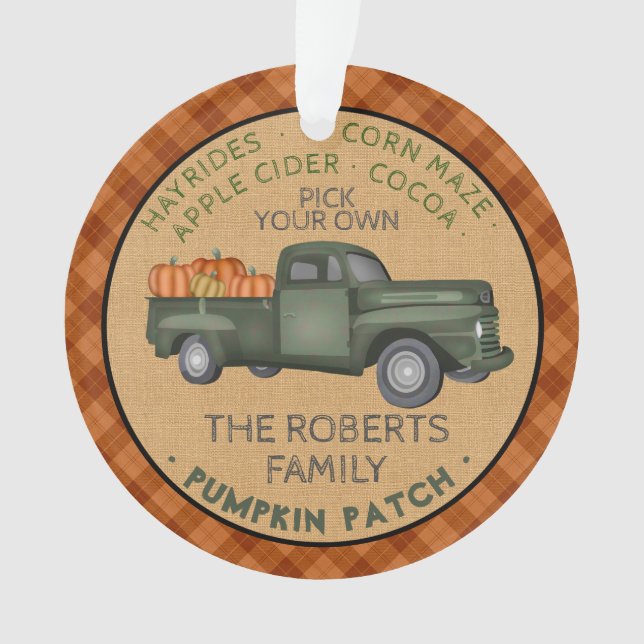 Adorno Camión de cosecha de calabazas rustico de caída de (Anverso)