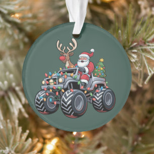 Adorno Camión Monstruo Navidad Santa Vacaciones Niños