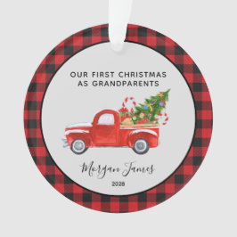 Adorno Camión Rojo Primera Navidad como. Foto de los abue