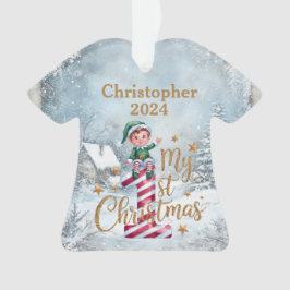 Adorno Camiseta acrílica personalizada de Navidad 1er