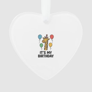 Adorno Camiseta de cumpleaños de jirafa linda Diseño de f