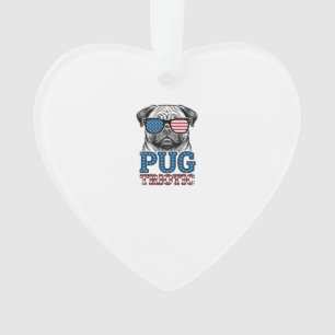 Adorno Camiseta de diseño de grabado vintage pug patrióti