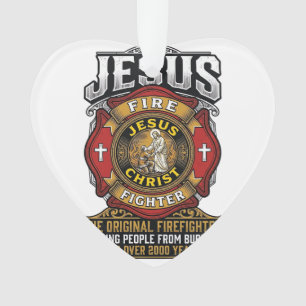 Adorno Camiseta de fe cristiana vintage bombero Jesús