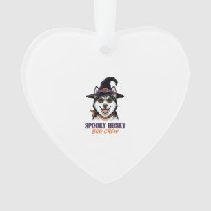 Adorno Camiseta de Husky de Halloween Bruja Perro Gráfica