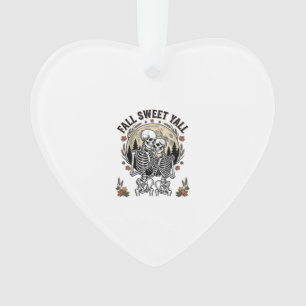 Adorno Camiseta de pareja de esqueletos otoñales grabado
