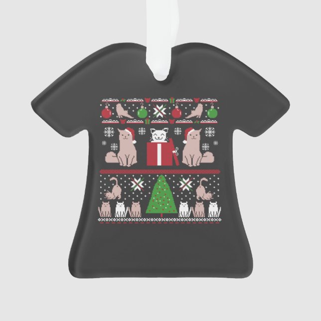 Adorno Camiseta de suéter feo para el gato navidad (Anverso)