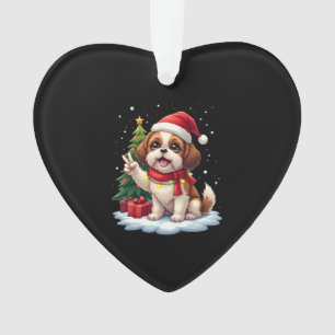 Adorno Camiseta sin Mangas de Navidad de Shih Tzu de Mano