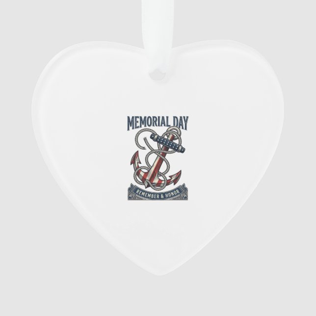 Adorno Camiseta Vintage Ancla Día de los Caídos Recuerda  (Anverso)