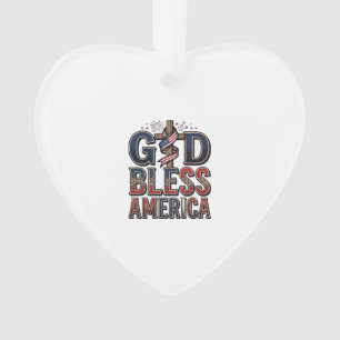 Adorno Camiseta Vintage de Cruz Patriótica Dios Bendiga a