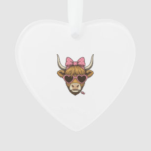 Adorno Camiseta Vintage de Cute Highland Cow Heart Glasse