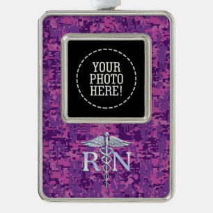 Adorno Camuflaje rosa Caduceus de Enfermera Plata