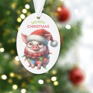 Adorno Canción divertida de cerdo ilumina a Navidades de
