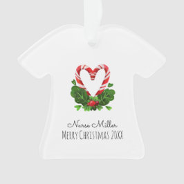 Adorno Candy Cane Heart Merry Christmas NURSE Name Year
