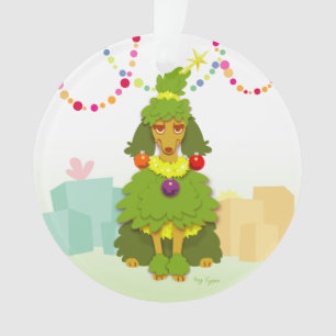 Adorno Caniche divertido del árbol de navidad